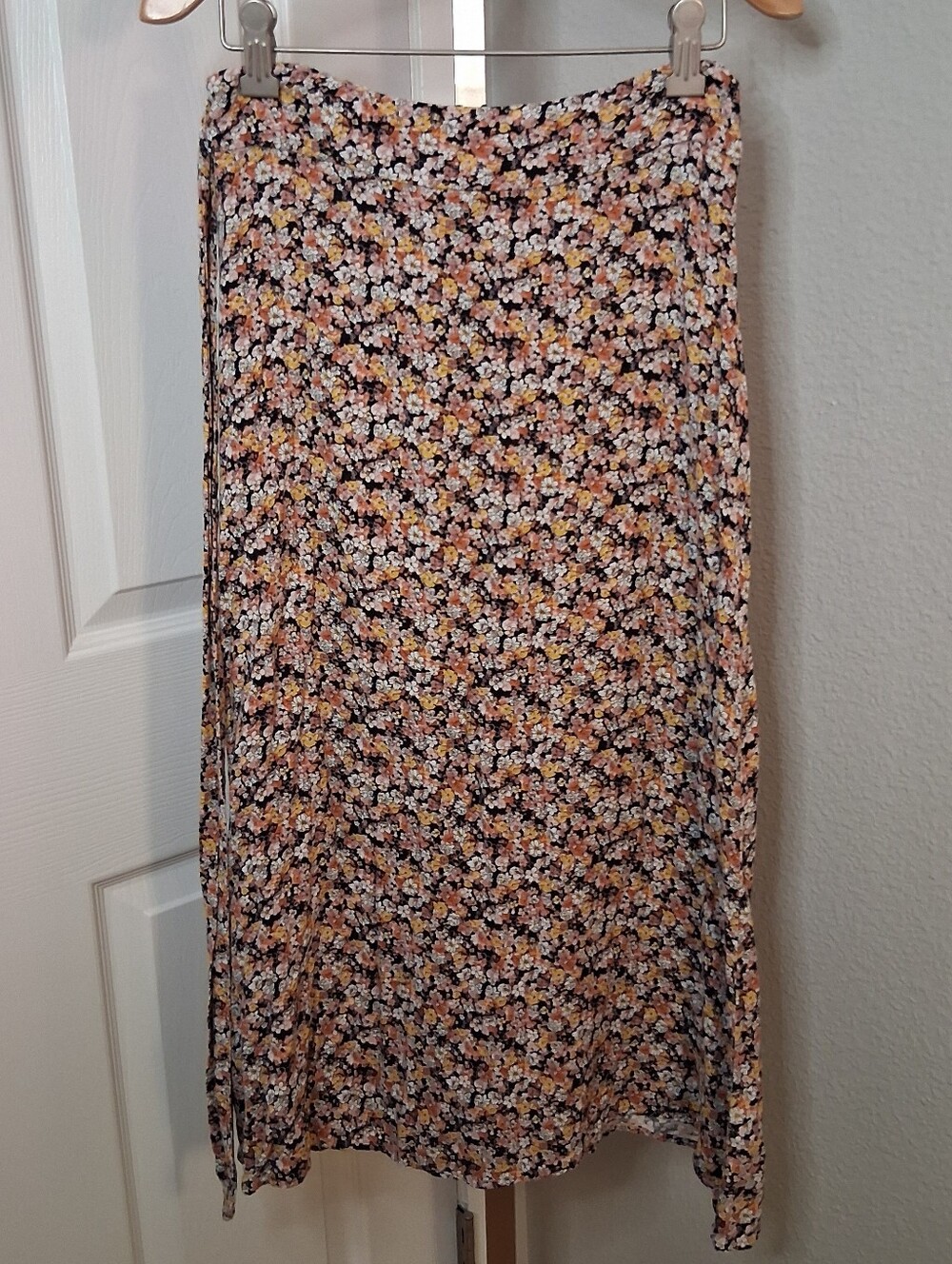 2/$5 - Love Fire Floral Midi Skirt With Ties On Side Small